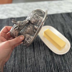 Pewter Giraffe Butter Dish
